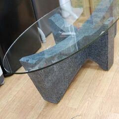 ハギワラデザインオフィス センターテーブル 幅130×奥55×高36cm TM-001 楕円 オーパル リビングテーブル ガラステーブル 札幌市 清田区 平岡の画像