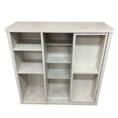 本棚 スライドラック ホワイトの画像