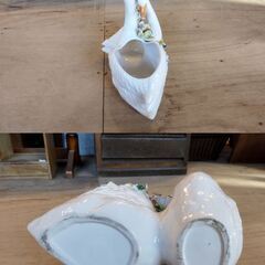 陶器 白鳥の置物 オブジェ 花器 スワン　/TJ-2710 2Fの画像