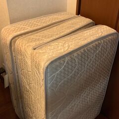 マットレス2点（①ニトリ製、グレー／②ノーブランド、ホワイト）の画像