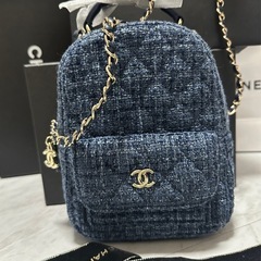 【未使用レベル】 ⭐︎メイクアップ　ネイビー ツイード ミニリュックの画像