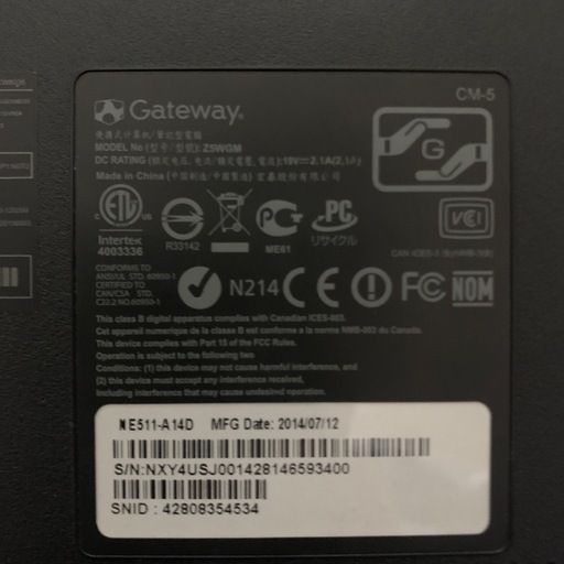 Gateway ノートpc