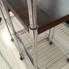 リユースのサカイ栃木店★ジモティ割あり★  レンジ台 ブラウン×シルバー W61×D46×H145 クリーニング済み TC12106の画像