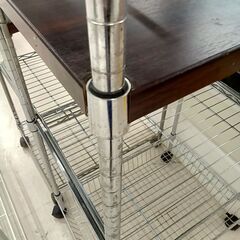 リユースのサカイ栃木店★ジモティ割あり★  レンジ台 ブラウン×シルバー W61×D46×H145 クリーニング済み TC12106の画像