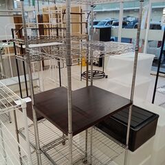 リユースのサカイ栃木店★ジモティ割あり★  レンジ台 ブラウン×シルバー W61×D46×H145 クリーニング済み TC12106の画像