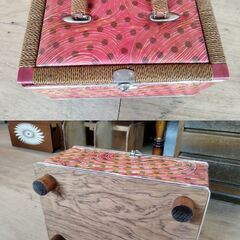 昭和レトロ ソーイングボックス メイクボックス 裁縫箱 小物入れ 小物収納　/TJ-2714 2Fの画像