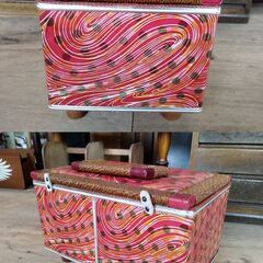 昭和レトロ ソーイングボックス メイクボックス 裁縫箱 小物入れ 小物収納　/TJ-2714 2Fの画像