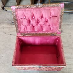 昭和レトロ ソーイングボックス メイクボックス 裁縫箱 小物入れ 小物収納　/TJ-2714 2Fの画像