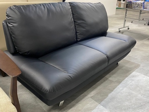 2.5人掛けソファ ブラック 合皮レザー シンプル 幅172cm 家具 札幌市白石区