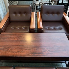 ★応接4点セット★3人掛けソファ・1人掛けソファ・応接木製テーブル・高さ70cm×幅185cm×奥行き80cmの画像