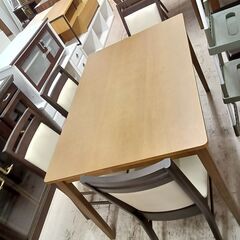 リユースのサカイ栃木店★ジモティ割あり★  ダイニングセット ベージュ W120×D78×H70 クリーニング済み TC12111の画像