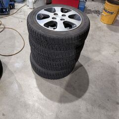 スタッドレスタイヤセット　ヨコハマ　2018年製　155/65R14　スズキホイール付きの画像