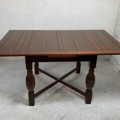 ◆🔶送料無料・設置無料有り🔶◆木製 伸長式ダイニングテーブル エクステンション クラシック 中古家具の画像