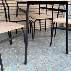 ★フルセット★ダイニングテーブル・イス・アイアン・高さ75cm×幅110cm×奥行き70cmの画像