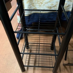 ★オシャレ★カウンターテーブル・イス セット・木目調・アイアン風・高さ87.5cm×幅120cm×奥行き40cmの画像