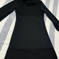 Palis 黒 ニット ワンピース ハイネック 長袖 ブラック ひざ丈の画像
