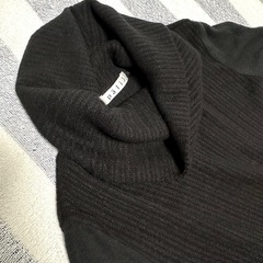 Palis 黒 ニット ワンピース ハイネック 長袖 ブラック ひざ丈の画像