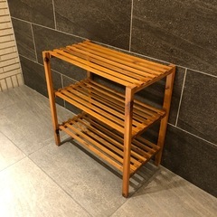 天然木 シューズラック 3段 オープンラック ガーデンラック 棚 シェルフ フラワースタンド 花台 ウッドラック ガーデニング 木製 玄関収納の画像