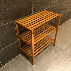 天然木 シューズラック 3段 オープンラック ガーデンラック 棚 シェルフ フラワースタンド 花台 ウッドラック ガーデニング 木製 玄関収納の画像