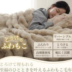 ふわとろ❣️毛布 ブランケット 2枚合わせ ラビットファー 140×200㎝の画像