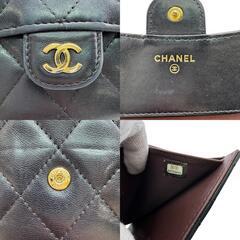シャネル CHANEL 三つ折り財布 マトラッセ コンパクト財布 ブラックの画像