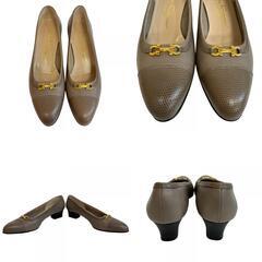 サルヴァトーレフェラガモ Salvatore Ferragamo 24.5 パンプス ガンチーニ DI 70321 231 グレージュの画像