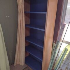 観音寺 本棚 5段 重たいです カーテン付き １８１ｘ８５ｘ３０ｃｍ 中古品 の画像