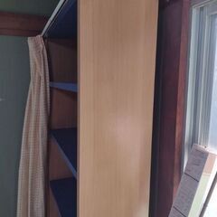観音寺 本棚 5段 重たいです カーテン付き １８１ｘ８５ｘ３０ｃｍ 中古品 の画像