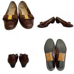 サルヴァトーレフェラガモ Salvatore Ferragamo 23.5 パンプス ヴァラリボン ブラウンの画像