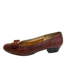サルヴァトーレフェラガモ Salvatore Ferragamo 23.5 パンプス ヴァラリボン ブラウンの画像