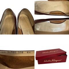 サルヴァトーレフェラガモ Salvatore Ferragamo 23.5 パンプス ヴァラリボン ブラウンの画像