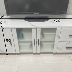【12月末引取り希望】大理石調 テレビ台 ホワイト 収納付き ローボードの画像