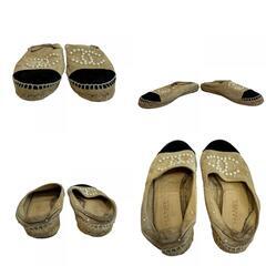 シャネル CHANEL 23.5 スリッポン ココマーク ココマーク パール エスパドリーユ スニーカー シューズ G29762 ベージュの画像