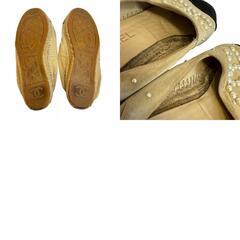 シャネル CHANEL 23.5 スリッポン ココマーク ココマーク パール エスパドリーユ スニーカー シューズ G29762 ベージュの画像