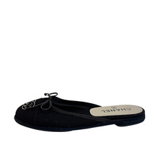 シャネル CHANEL 22.5 サンダル ココマーク ミュール パンプス フラットシューズ ブラックの画像