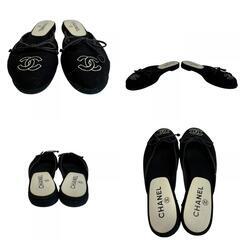 シャネル CHANEL 22.5 サンダル ココマーク ミュール パンプス フラットシューズ ブラックの画像