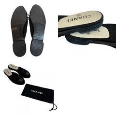 シャネル CHANEL 22.5 サンダル ココマーク ミュール パンプス フラットシューズ ブラックの画像