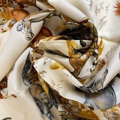 エルメス HERMES スカーフ MUSTANGS カレ90 馬 ホース ブラウンの画像