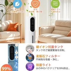 加湿器 大容量 8L タワー式 【除菌・抗菌・自動恒湿・アロマ対応】 超音波式の画像