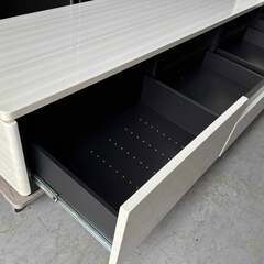 SHIGIYAMA シギヤマ ロングローボードおしゃれ テレビボード 幅240 コンセント付き スタイリッシュ ハイグロス UV塗装 TVボード ホワイト 白 Used/キレイ の画像