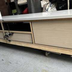 SHIGIYAMA シギヤマ ロングローボードおしゃれ テレビボード 幅240 コンセント付き スタイリッシュ ハイグロス UV塗装 TVボード ホワイト 白 Used/キレイ の画像