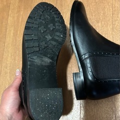 銀座かねまつ サイドゴアブーツ 牛革 23 ブラック 黒の画像