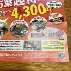 温泉、万葉の湯小田原店、4300円宿泊券の画像