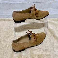 フェラガモ スエード ウイングチップ 24.5㎝茶 イタリア製 ドレスシューズの画像