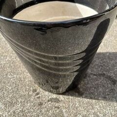 黒色の陶器の植木鉢の画像