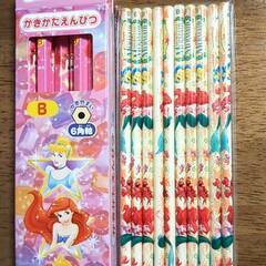 ディズニープリンセス　かきかたえんぴつ　B　6角軸×10本と、細軸鉛筆×10本　合計20本の画像
