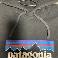 patagonia ブラック フード付きパーカ パタゴニア ロゴの画像