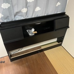 ビックスリー ベッド セミダブル ポケットコイルマットレスセット 引出付きベッド 照明 フラップテーブル コンセント USB付 棚 フランUSB【ベッドフレーム】ブラック 【マットレス】ブラックセミダブルの画像