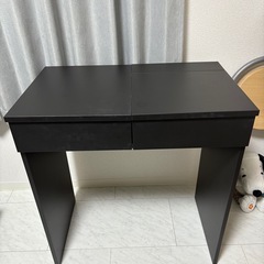 鏡 ドレッサー テーブル 黒 コンパクト 化粧台 鏡台  メイク台 引き出し収納 コスメ 収納デスク 幅70×奥行42×高さ77cm の画像