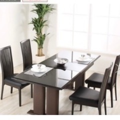 伸長式 ダイニング リビング テーブル 、椅子セット 持っていきやすいように分解してます！の画像